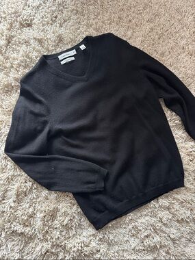 Calvin Klein Merino Wool Men’s Black V-Neck Knit Sweater